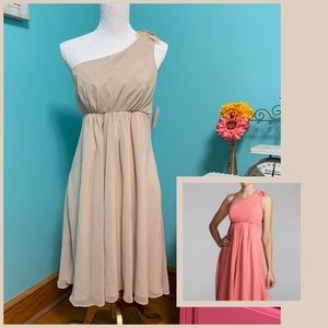 NWT David’s Bridal one shoulder chiffon dress